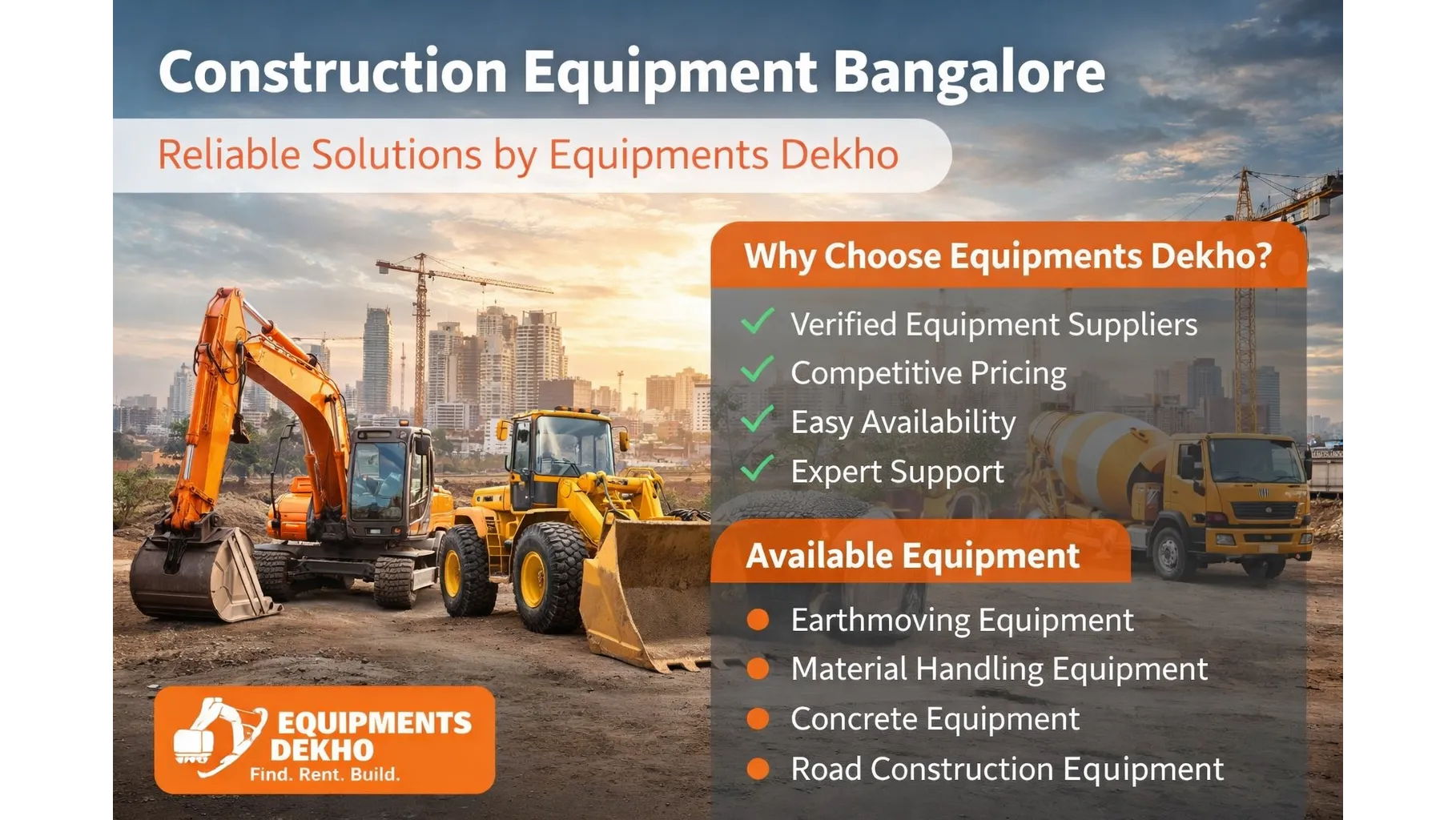 Construction Equipment Bangalore &ndash; Reliable Solutions by Equipments Dekho